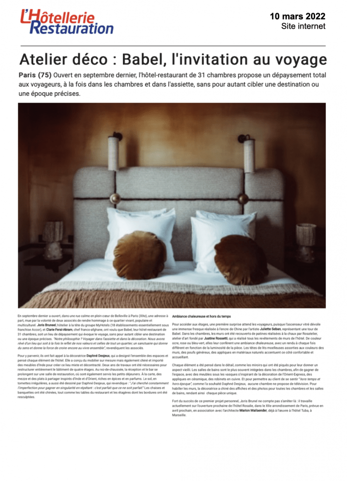 L'hotellerie Restauration